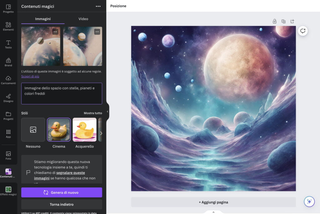 Un esempio di utilizzo della AI di Canva